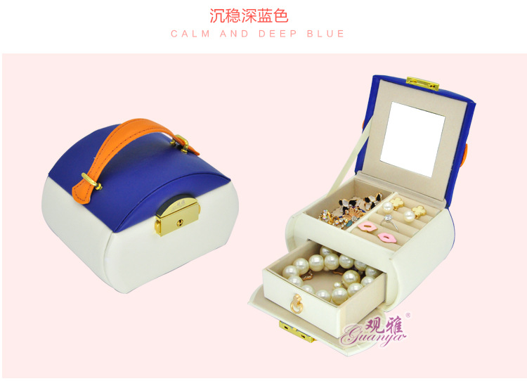 New Carrying Belt Jewelry Box Bracelet Packaging Box Leather Three-layer Jewelry Box display picture 10