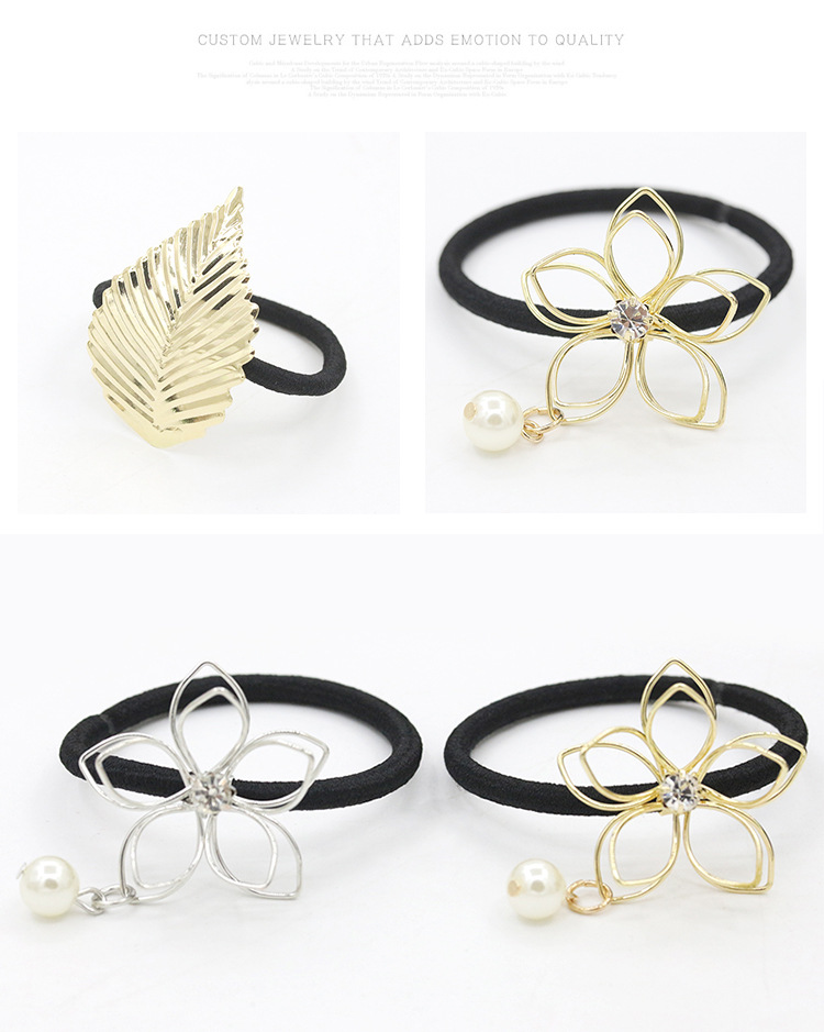 Jewelry Hair Accessories Hair Ring Alloy Leaves Flowers Strands Of Empty Hair Rope display picture 5