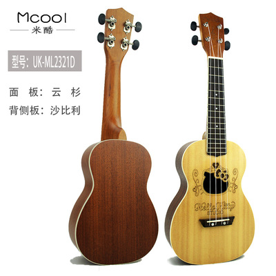 品牌直销 23寸四弦雕花云杉尤克里里小吉他木质乌克丽丽 ukulele|ru