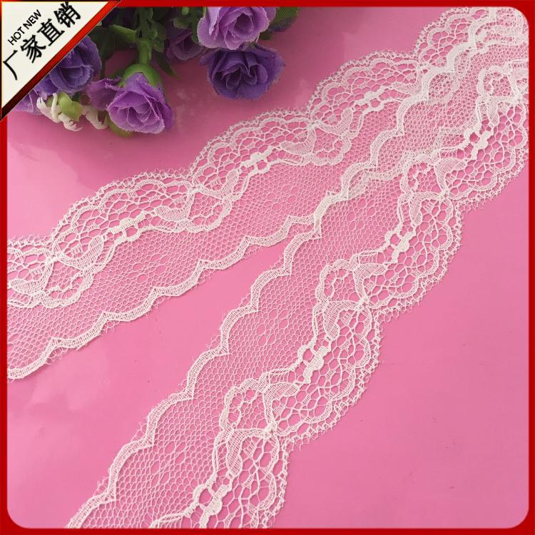 花边工厂直供4.2cm全锦纶花边  无弹蕾丝花边 婚庆家纺装饰 现货