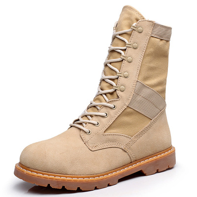 2018新品真皮靴子工裝靴高幫軍靴男馬丁靴戶外沙漠靴廠家壹件代發