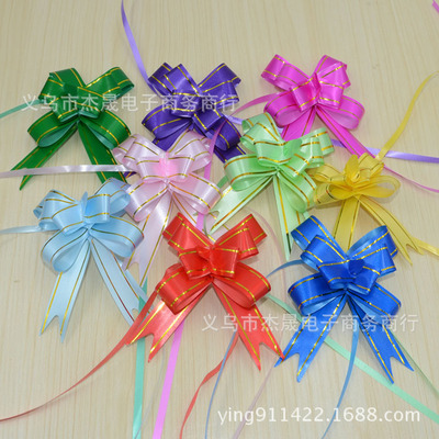 厂家直销23号金边手拉花 礼品包装蝴蝶结 促销用品扎绳 装饰花