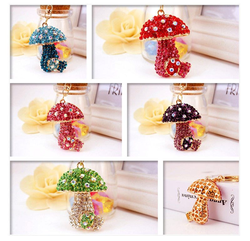 49g Weight Alloy, Metal Material Flower Pattern Unisex Gender Pink, Purple, Red, Green, Blue Color Mushroom Pendant Keychain 1