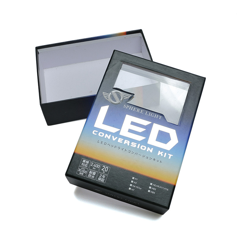 时尚个性创意开窗pvC包装盒子 汽车LED灯彩盒 4S店汽车用品硬纸盒