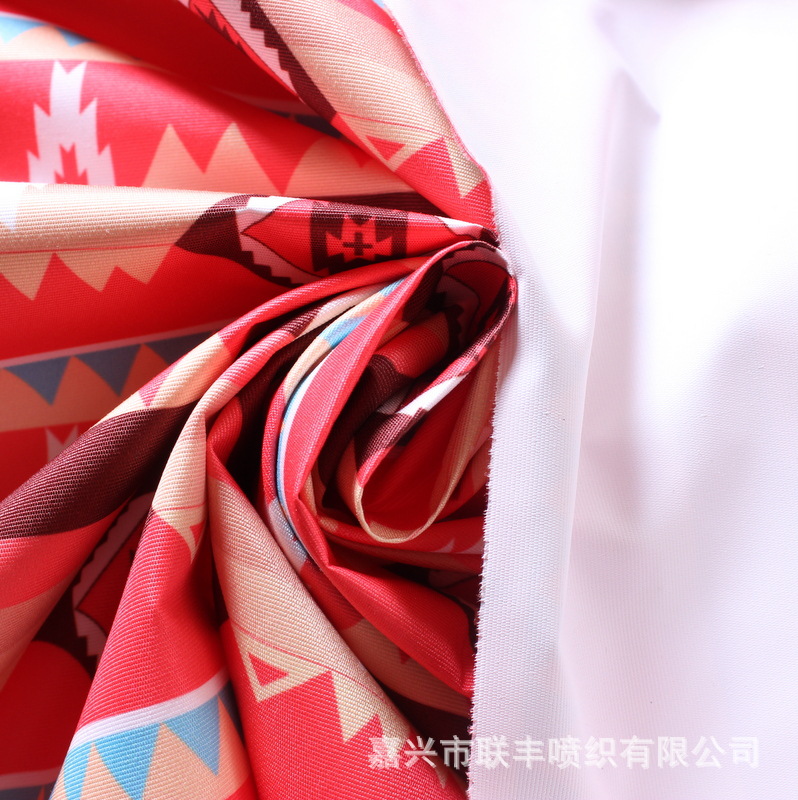 320D涤纶塔丝隆印花透气透湿白胶涂层 75D*320D 滑雪服冲锋衣面料