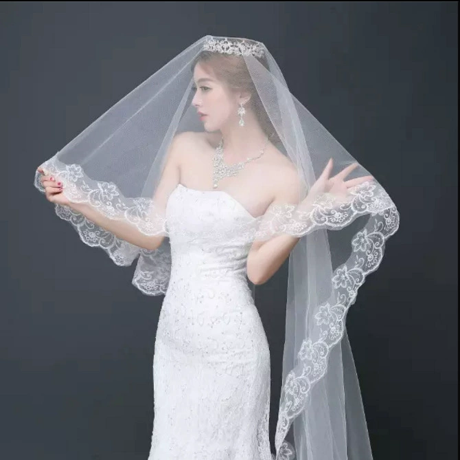 Высококлассная три метра длинная вуаль Фан Бинбин хвост хвоста Valle Три-метровый кружевной фаты промо-акция оптом