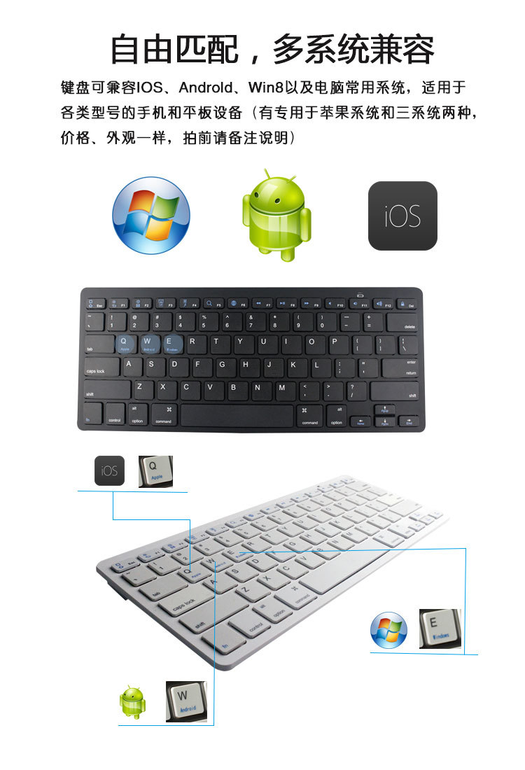 ipad平板蓝牙键盘 超薄便携式 无线蓝牙键盘  多色可选 厂家直销详情9