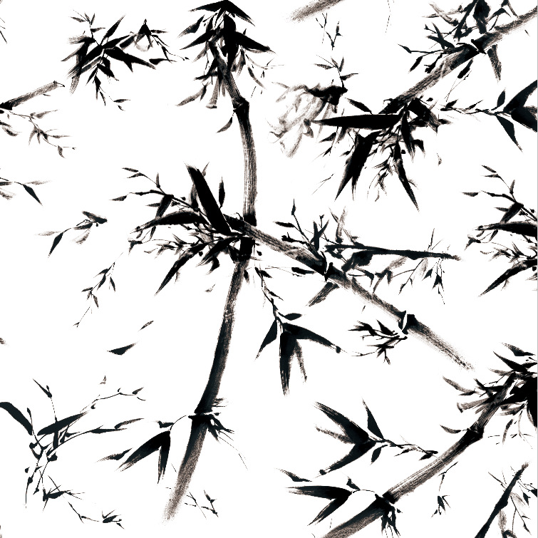 丝麻竹子印花 活性数码直喷 数码印花 KH2269