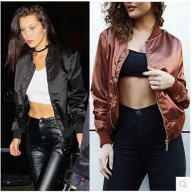 速卖通外贸爆款 2019秋冬时尚拉链短款薄外套女装个性夹克