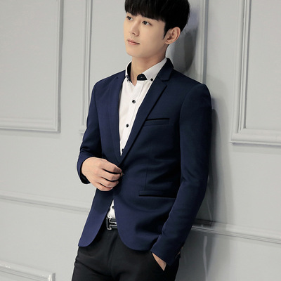 春秋季新款男士小西装韩版修身外套男式休闲小西服长袖1416|ru