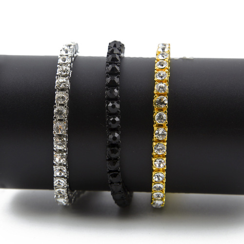 Cross-border hip-hop jewelry full of rhinestones 5mm tennis chain row bracelet men's fashion trend hand jewelry wholesale