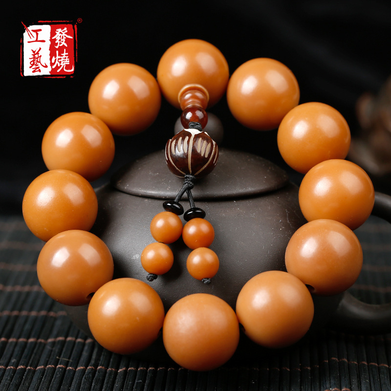 白玉风化菩提根手链男女士佛珠单圈手饰菩提手串厂家批发一件代发