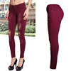 The fall of popular beggar hole thin women personality stretch slim pants color pants trousers and blast wave model