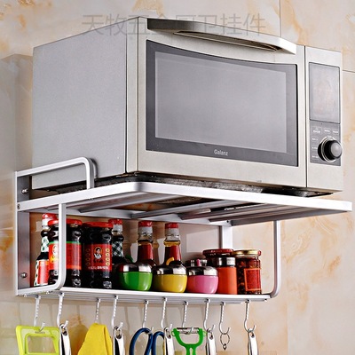 太空鋁微波爐置物架 廚房置物架微波爐架壁挂式烤箱架支架2層挂架