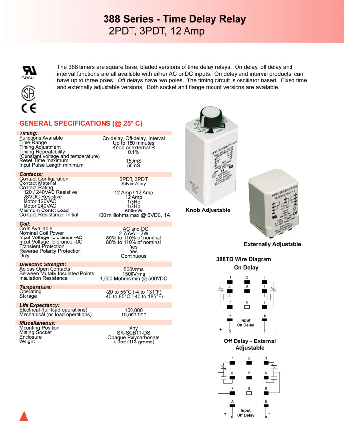 供应各式原装进口时间延迟继电器388ACPSRX-73