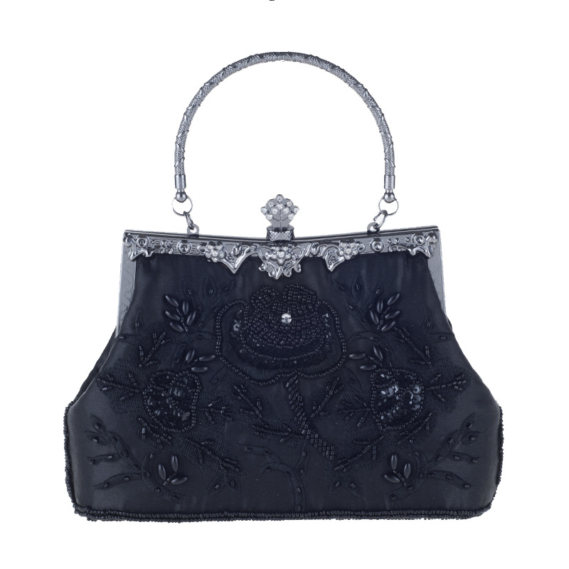 Vintage silk embroidered evening bag NHYG154192