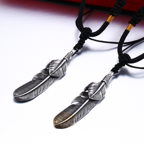 beier retro popular jewelry wholesale titanium steel electroplated Goro Takahashi feather pendant for men and women BP8-174