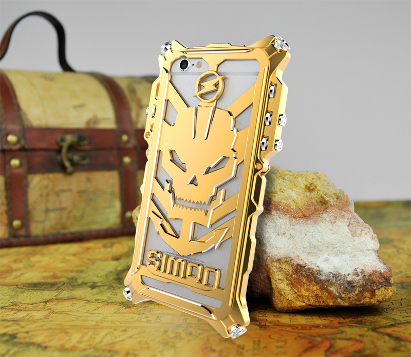 SIMON Mechanical Arm Skull Punk Premium Aluminum Metal Bumper Shockproof Case Cover for Apple iPhone 6S/6 & iPhone 6S Plus