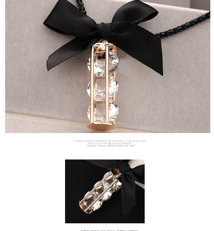 Wedding, Travel Occasion Bow Pearl Crystal Long Necklace