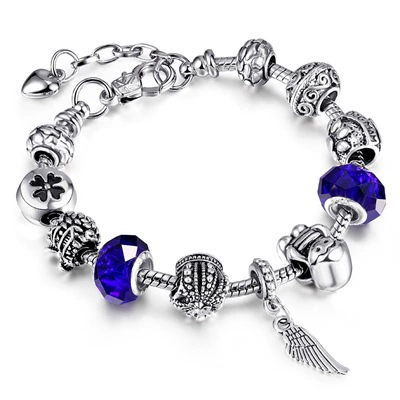 Браслет-талисман CHARMS SL74, серебрированная сплавная крупная бусина, регулируется 18–21 см