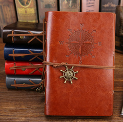 Wholesale of Japanese and Korean creative stationery, retro pirate ship notebook, travel diary, loose-leaf notepad