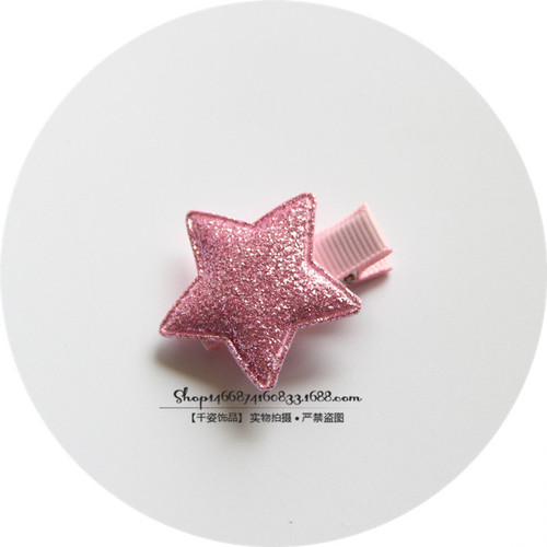 Handmade Children's Hair Accessories Shiny Star Edge Clips for Infants and Toddlers All-Purpose Fabric Hair Clips for Girls