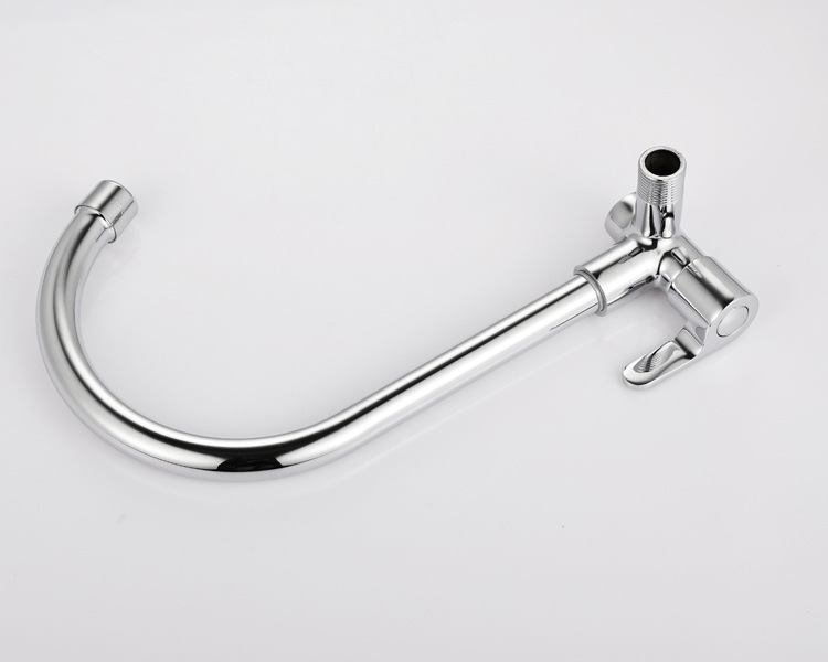 Copper single cooling, wall-mounted vegetable basin faucet, wall-mounted water outlet single cooling kitchen faucet, single cooling large bend into corner faucet Item Picture