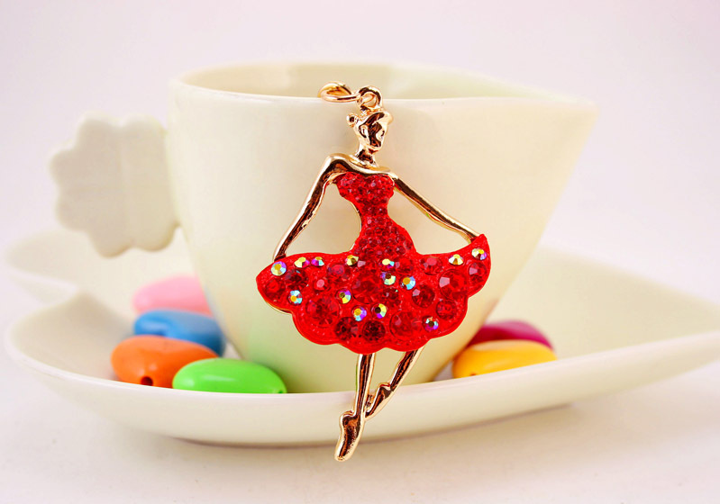 34g Weight Bag Charms Bag Accessories Type Rhinestones Inlay Material Alloy Material Human Pattern Kuxi Ornament Alloy Rhinestone Ballet Girl Car Key Ring Women Bag Accessories Key Chain Small Gift 11