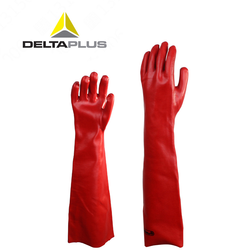 代尔塔201601 PVC防化手套 防微生物耐酸碱加强硫化手套60cm