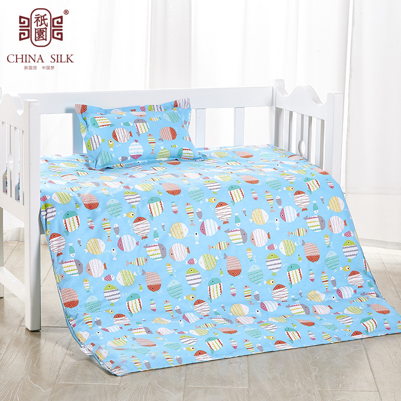 嘉丝丽儿童宝宝空调棉花被 全棉幼儿园被子带蓝色被套 厂家批发|ms