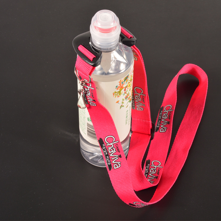 织带厂专业定制生产涤纶单面丝印水壶扣挂带water bottle lanyard