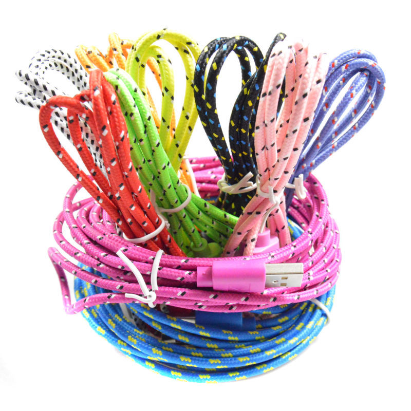 Cavo dati intrecciato in nylon a 10 colori da 1/2/3 metri adatto per iPhone 11/Typec/micro_voghion.com