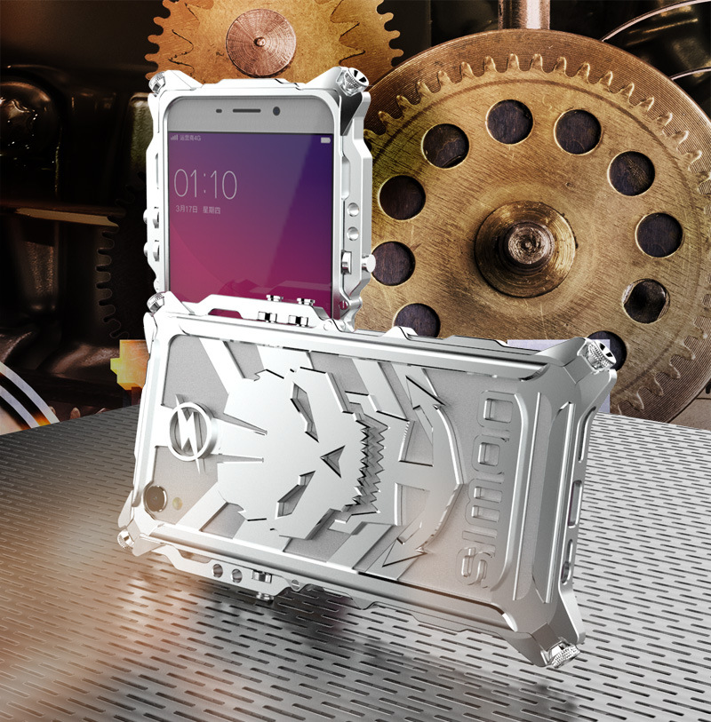 SIMON Mechanical Arm Skull Punk Premium Aluminum Metal Bumper Shockproof Case Cover for OPPO R9