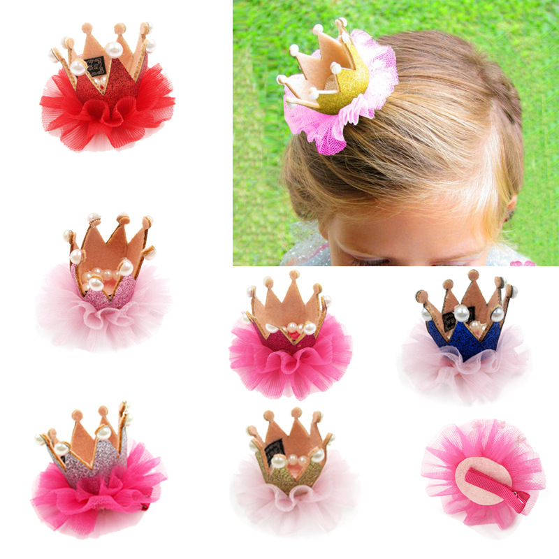 Fashion Crown Cloth Sequins Hair Clip display picture 1