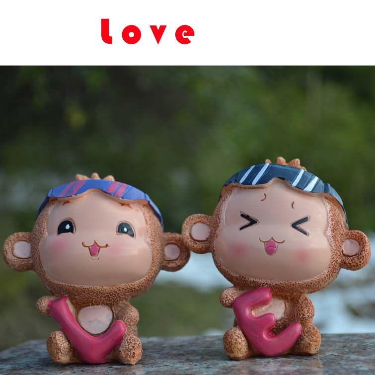 情人节礼品love创意眼镜猴树脂摆件新奇特装饰品厂家直销一件代发