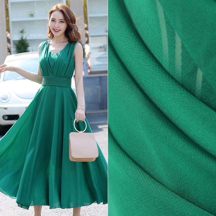 厂家批发现货 全涤平纹染色夏季女装连衣裙服装面料 30D雪纺面料|ru