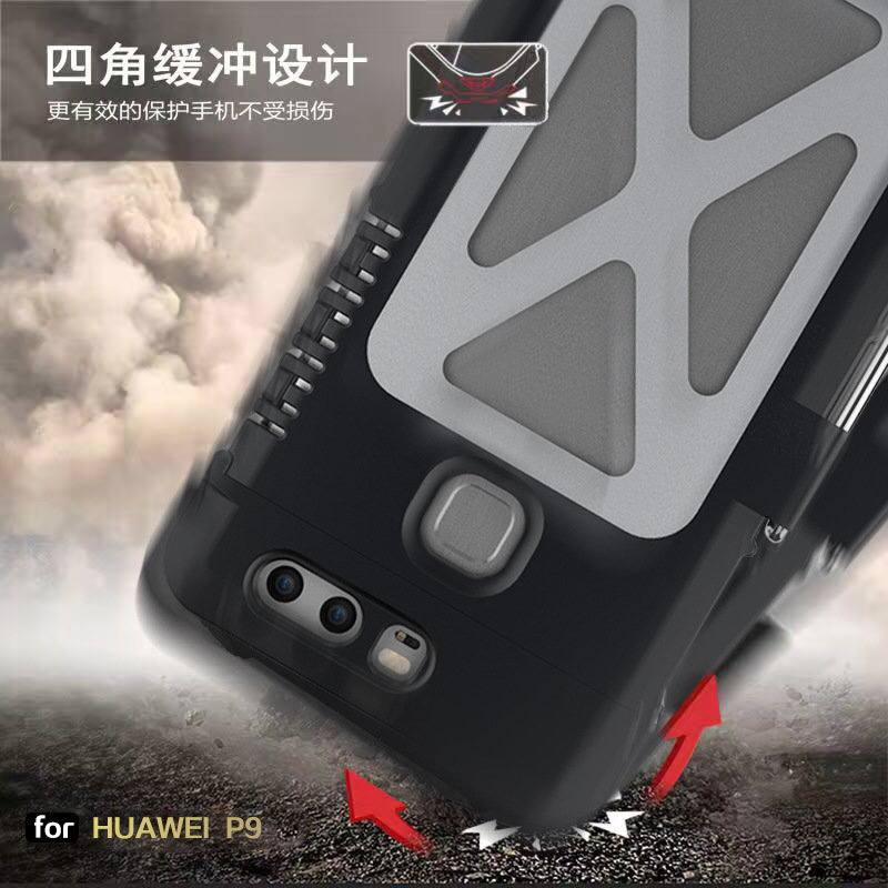 Armor King Iron Man Luxury Shockproof Stainless Steel Aluminum Metal Flip Case Cover for Huawei P9