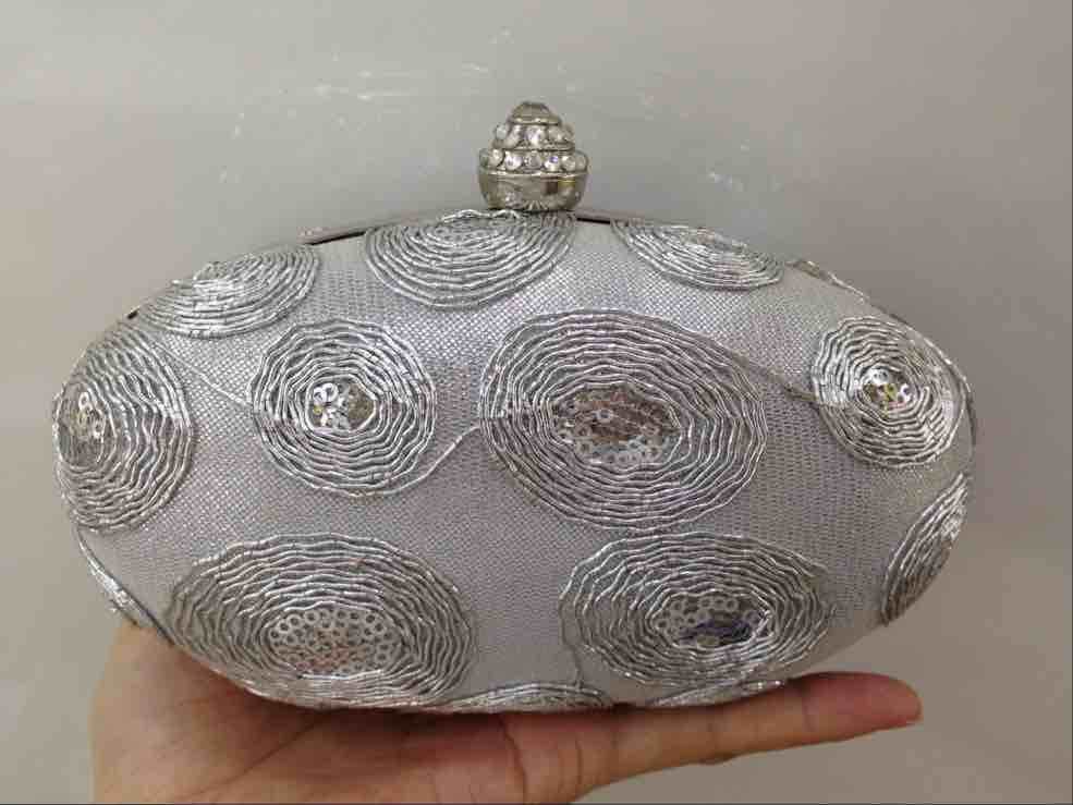 Embroidery Hard-Surface Clutch Bag