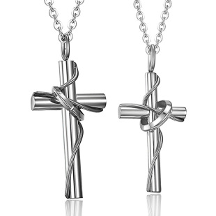 Jewelry wholesale pure steel with cross -line love surround titanium steel couple necklace small products EX251