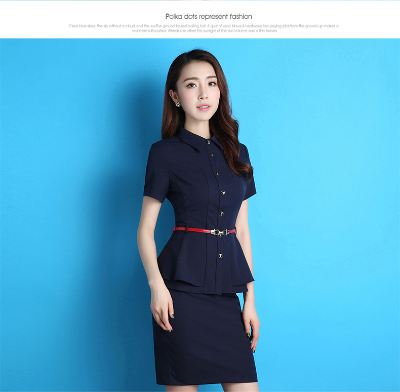 酒店工作服_2016职业两件套裙酒店工作服短袖