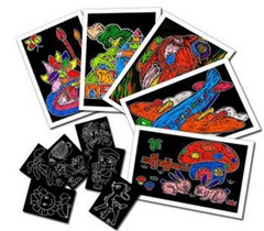 Wholesale Children's Cartoon DIY 8-in-1 Colorful Scratch Art/Scratch Card with Bamboo Pen
