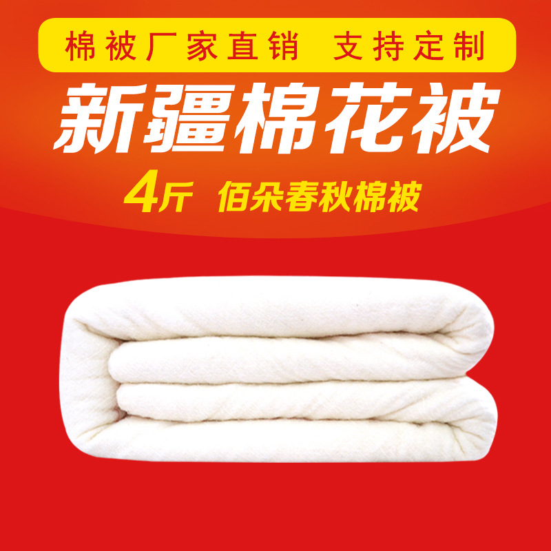 4斤 纯新疆棉花被 手工棉胎 被芯宿舍棉絮 棉被冬用单双人批发|ms
