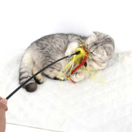 宠物猫猫玩具 逗猫杆猫咪训导棒猫咪玩具响铃铛46厘米羽毛逗猫棒