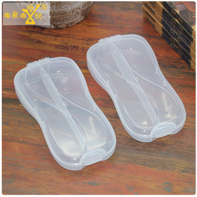 透明PP餐具加厚塑料盒外出携带叉子勺子餐具盒双格卫生餐具包装盒|ms