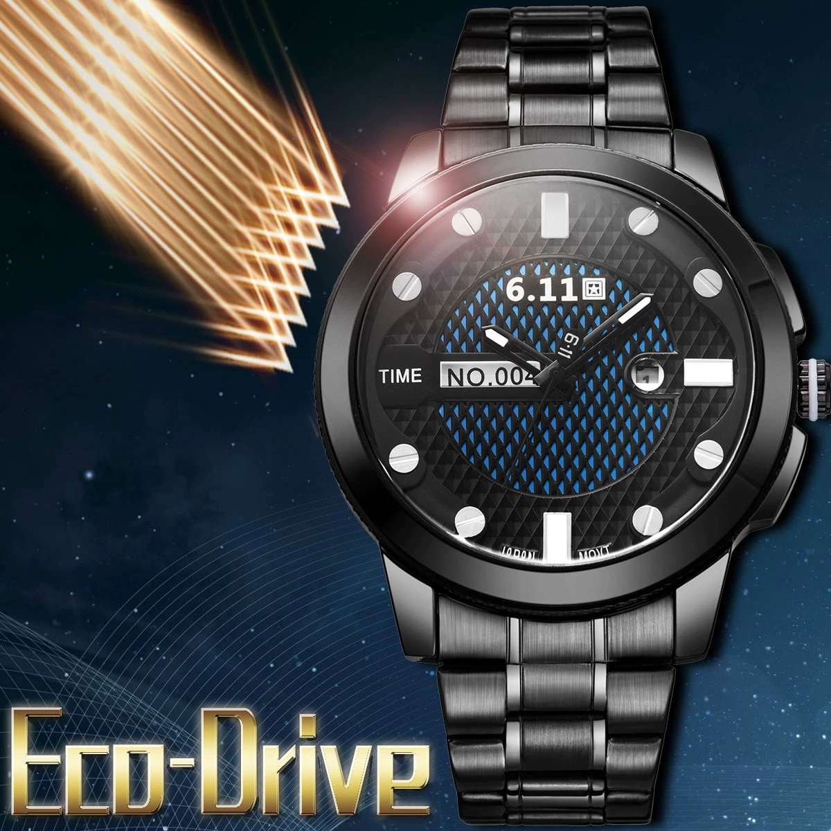 NO-004 световая волна календарь Фотоэлектрические Часы мужские стальные поясные часы