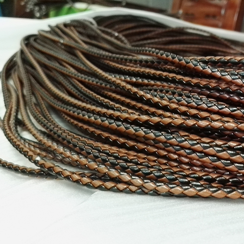 供应pu抽条鞋面辅料 厂家直销2色4股编织圆绳 鞋包辅件手袋提手