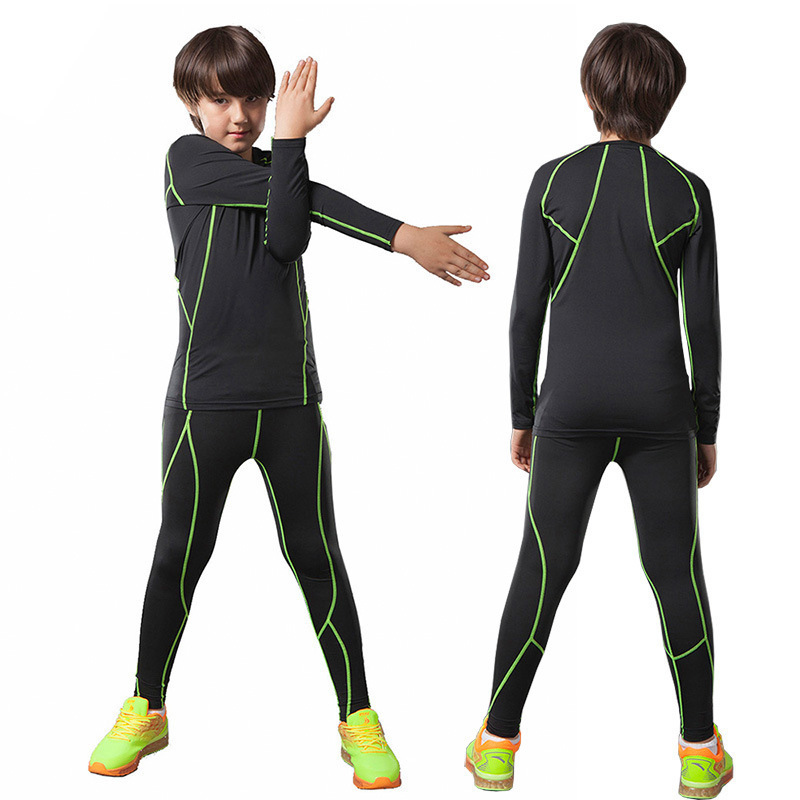 Autumn and winter children's sports tights men's long-sleeved suit basketball football sports training clothes quick-drying base fitness clothes