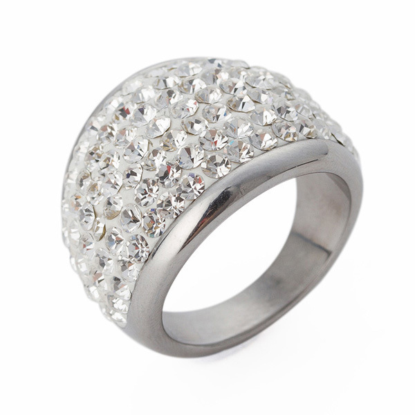 retro fashionable gemstone ring stainless steel