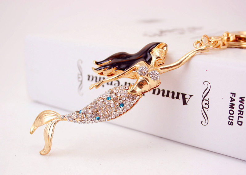 Korean Creative Cute Diamond Mermaid Rhinestone  Keychain display picture 19