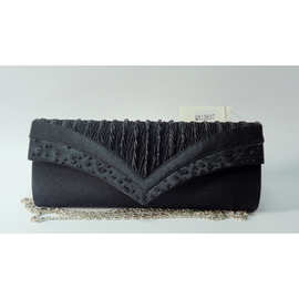 【定制】缎面色丁褶皱手工钉珠晚宴包晚装包手拿包女包QX12637